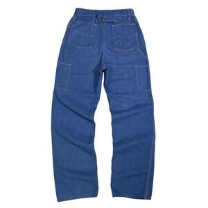 Vintage Sears J.R. Denim 60s Buckleback Carpenter Blue Jeans Orange Stitch